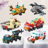 6IN1 Police Truck Engineering Crane City Fire Car Tank Helicopter Bricks Set Toys for Children Kids Building Blocks