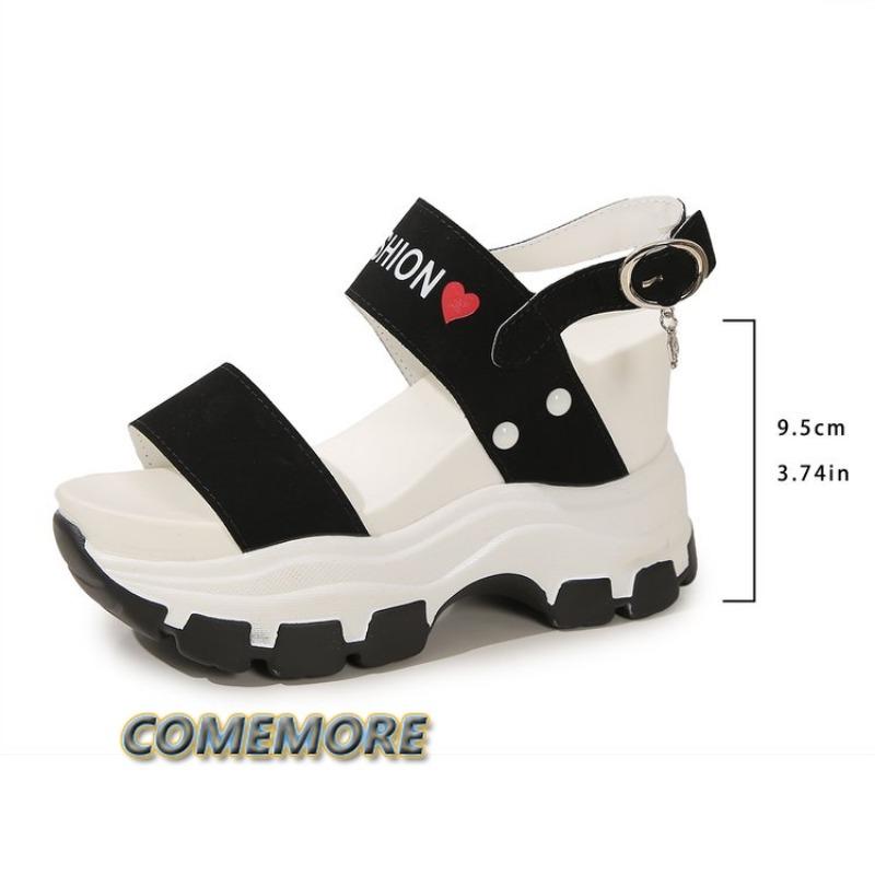 Модные летние спортивные женские босоножки на толстой танкетке и платформе для женщин 2024 года, классические туфли на высоком каблуке, модные, удобные, красные, розовые