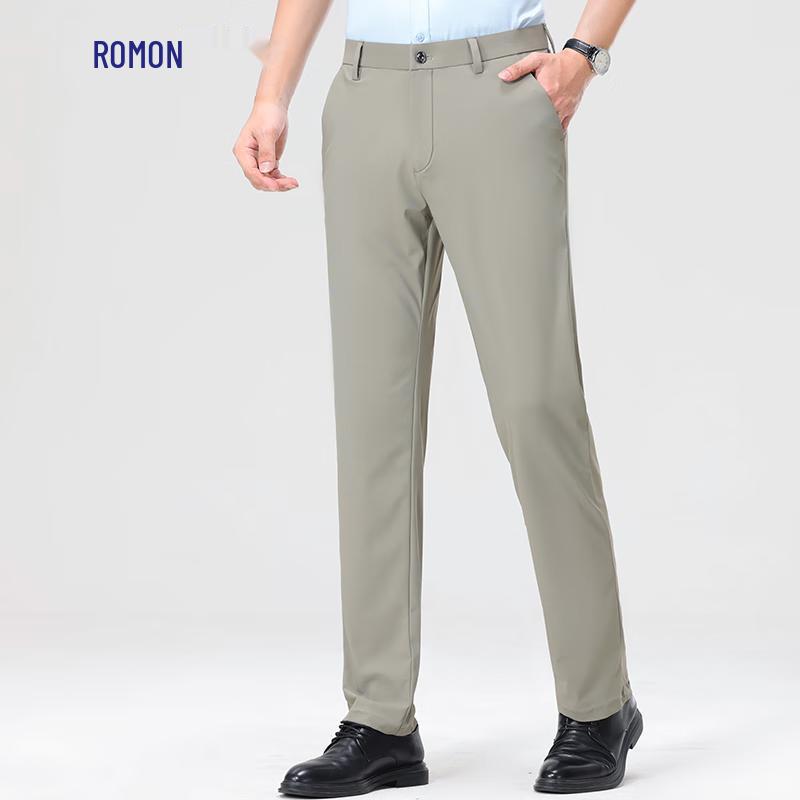 Romon Men's Ice Silk Casual Straight-Leg Pants