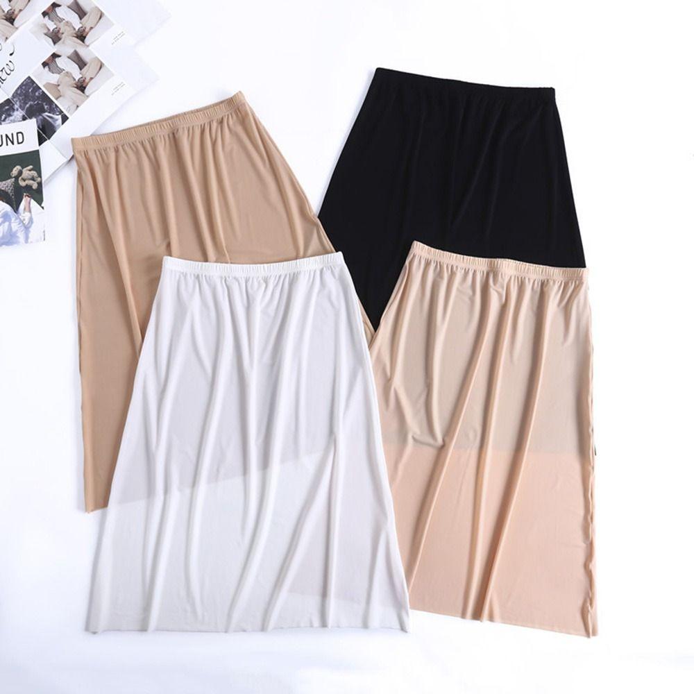 For Girl Ice Silk Underskirt Safety Underskirt Slips Women Long Petticoat Underskirt Half Slips