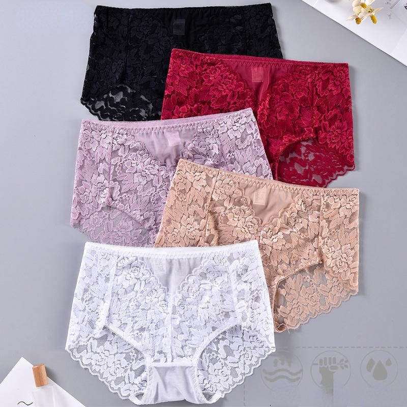 Женские трусики больших размеров, сексуальное нижнее белье, кружевные трусики, нижнее белье со средней талией