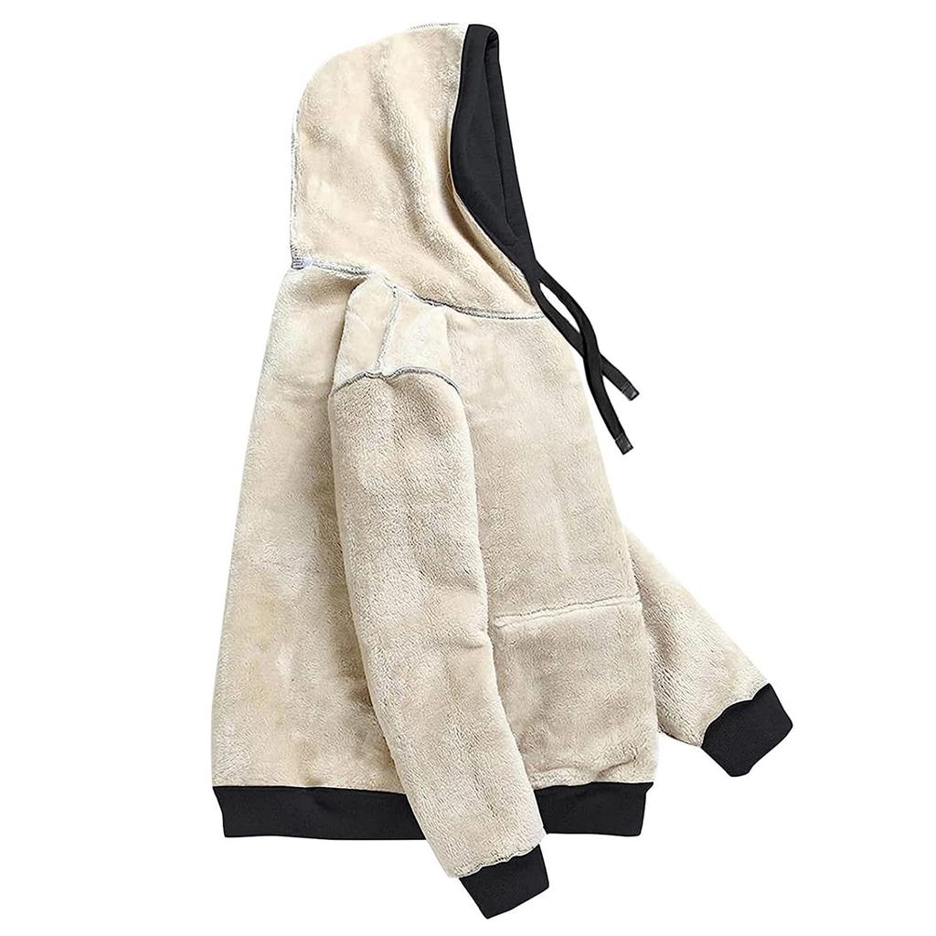 Женская зимняя толстовка, женская теплая спортивная толстовка с капюшоном и карманами из овечьего флиса, куртка
