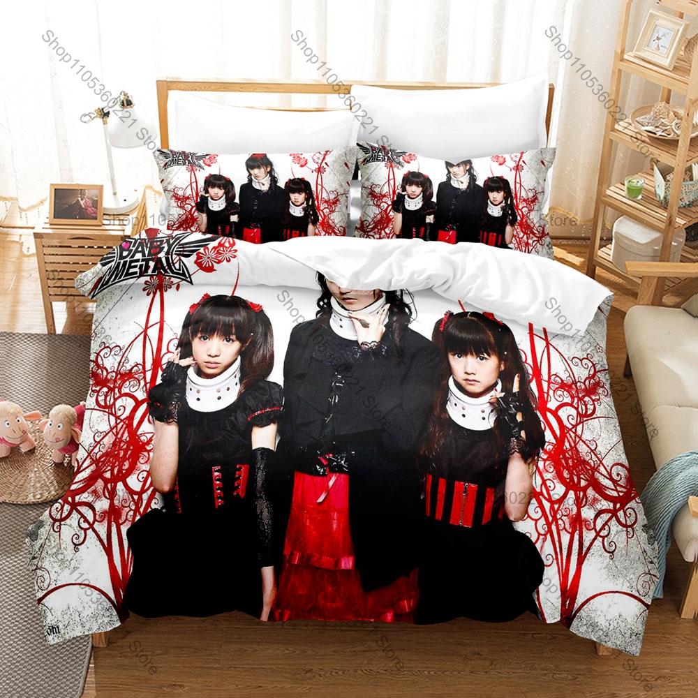 Personality Babymetal Band Printed Bedding Set New Soft Skin Friendly Duvet Cover Pillowcase Comfortable Bedroom Bed Linens Home