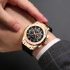 Paulareis Rubber Strap Multifunctional Running Seconds Chronograph Rose Gold Quartz Men's Watch