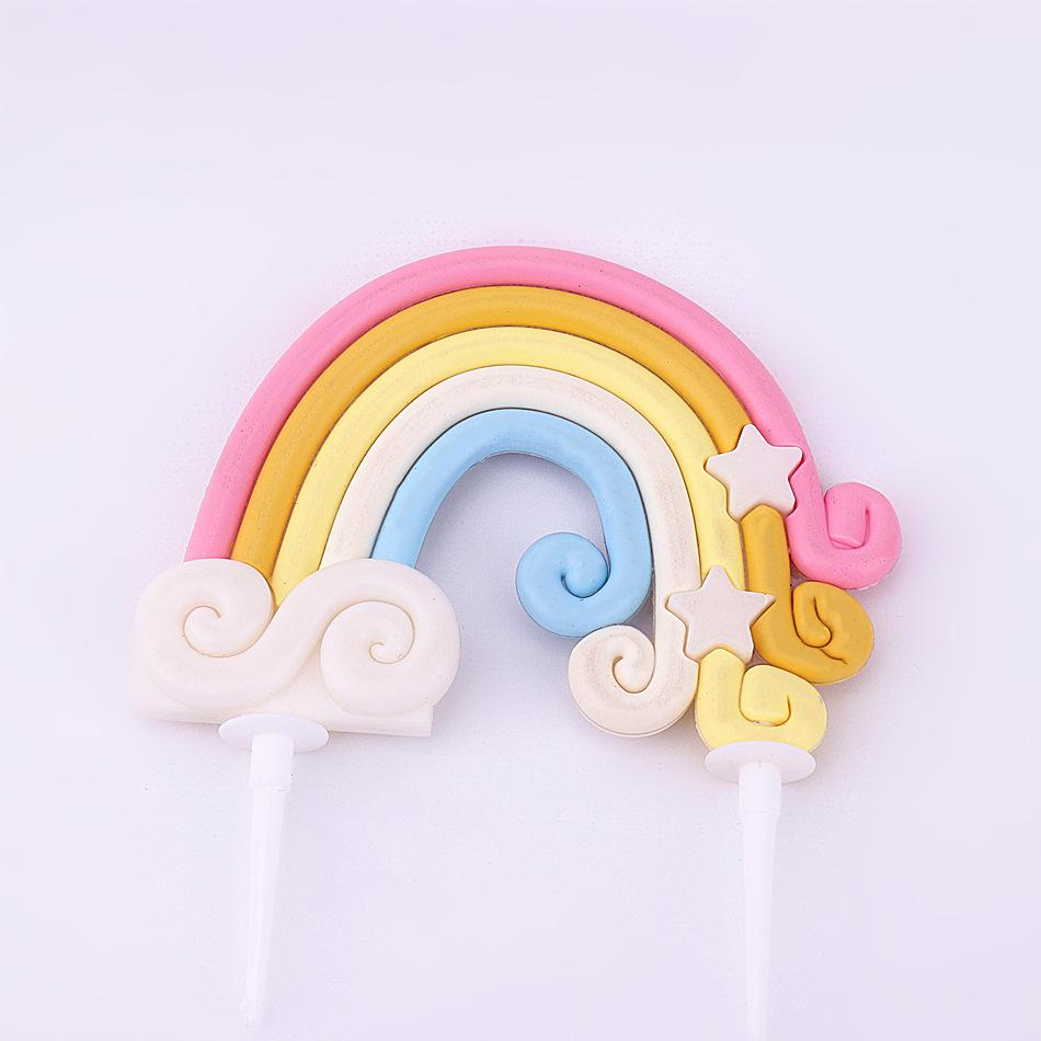 Rainbow Birthday Cake Decoration Cute Cartoon Rainbow Cake Toppers Kids Girls Happy Rainbow Cloud Unicorn Birthday Cupcake Decor