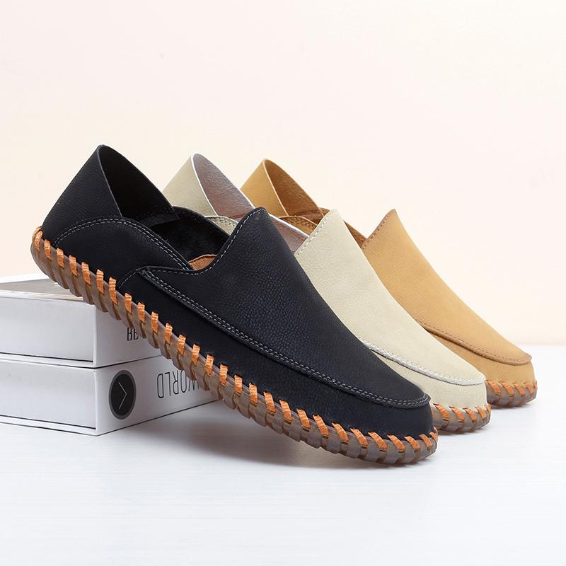Men‘s Casual Shoes Handmade Leather Loafers Leather Flat Moccasins Men Sneakers Plus Size 39-47