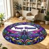Butterfly Moth Dragonfly (28) Theme Circular Crystal Velvet Carpet Customized Name & Text Round Soft Floor Rug For Living Room Bedroom Decor
