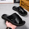 FashionSandals Мужские кожаные классические летние мужские тапочки для отдыха на открытом воздухе Мягкие черные тапочки Легкие шлепанцы для мужчин Нескользящие тапочки