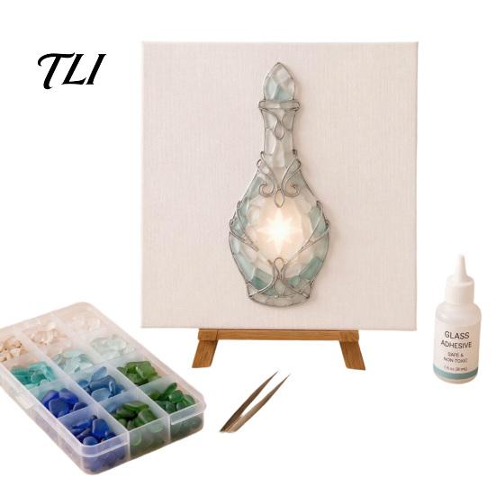 Stress Relief Creative Hobby DIY Mosaic Art Kit, Fantasy Circular Door Tile Craft Diy Kit Sea Glass for Adults Beginners, Handmade Gift Personalized
