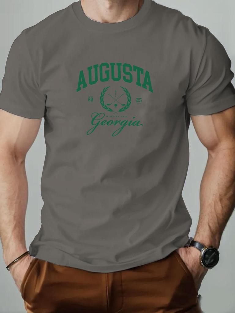 Мужская хлопковая футболка Augusta Golf Летняя с круглым вырезом с коротким рукавом с графическим принтом Дышащая Модная Повседневная футболка