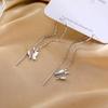 925 Sterling Silver Tassel Link Chain Butterfly Pendent Drop Earring For Women Girls Wedding Party Elegant Jewelry Eh275