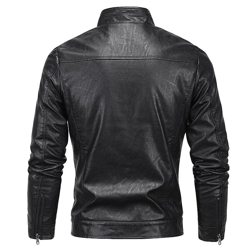 Мужская куртка из искусственной кожи для мотоцикла на осень/зиму - плюс бархат, молодежная повседневная, доступны большие размеры