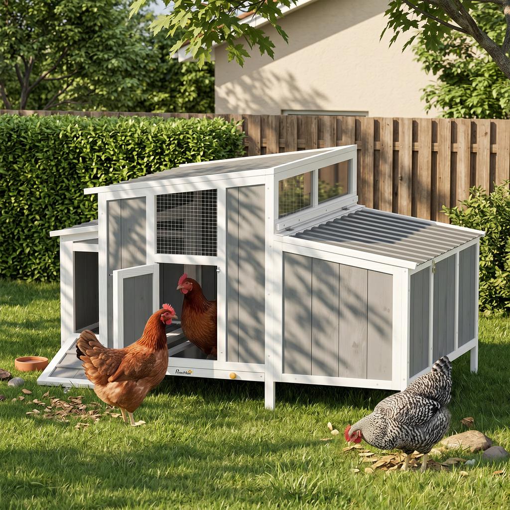 Wooden Chicken Coop Chicken House With Lockable Door Nesting Box Waterproof Pet Roof For 3 4 Chickens 145x90x92 Cm Gray