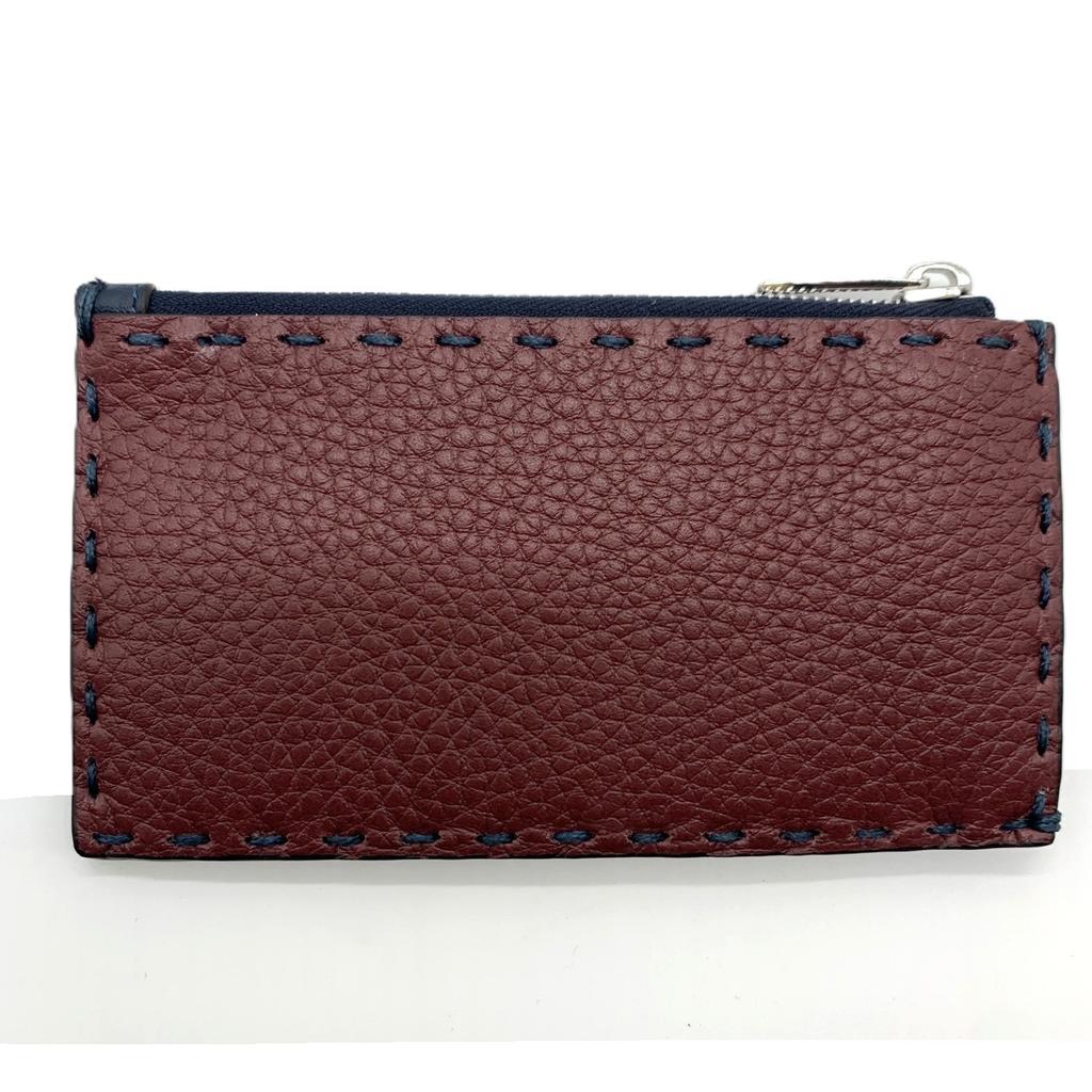 Used FENDICard Case wine Calfskin unisex