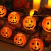 Backyard Porch Festive Lighting Halloween Pumpkin String Lights, Foldable Lanterns with Warm Glow for Reusable Holiday Decorative Indoor Outdoor Home
