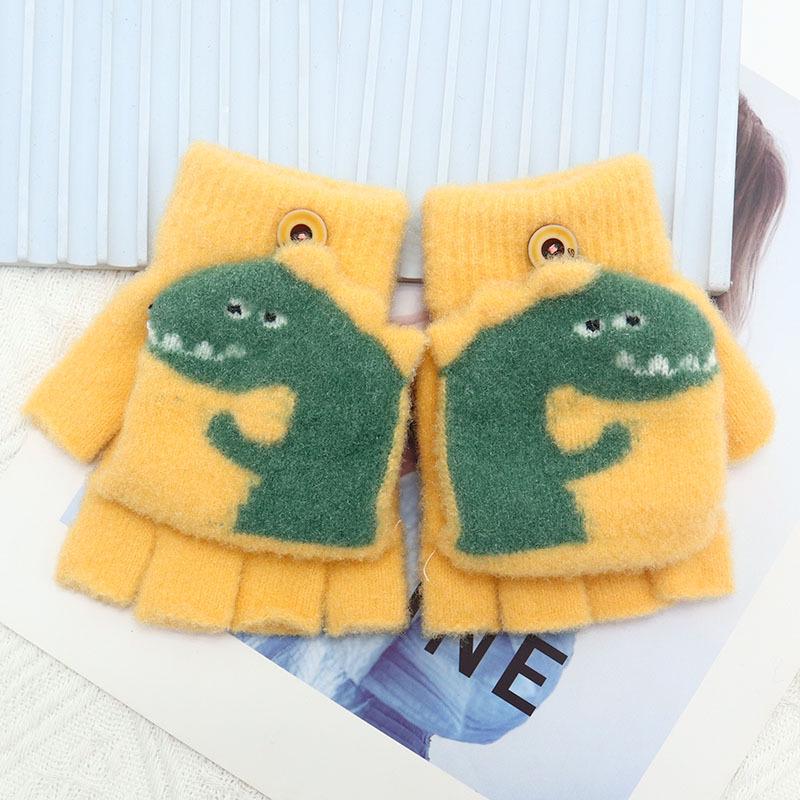 Детские зимние шерстяные перчатки-варежки с откидным верхом - Теплые, мультяшный дизайн для мальчиков и девочек младшего школьного возраста