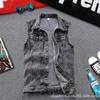 Men's Retro Hong Kong Style Denim Vest - Loose, Casual Sleeveless Waistcoat