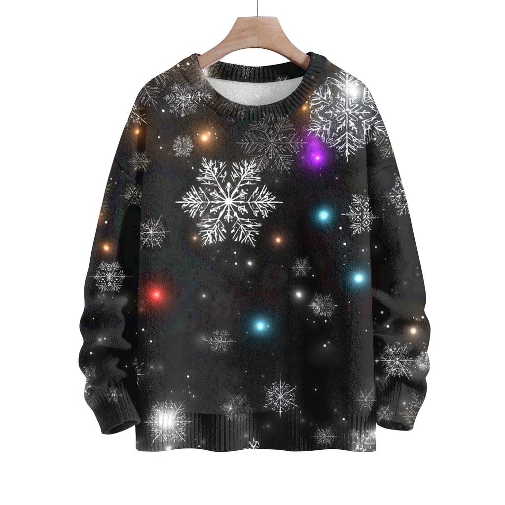 Рождественские толстовки для женщин Вязаный свитер Милая рубашка Осенний свитер с круглым вырезом Топы