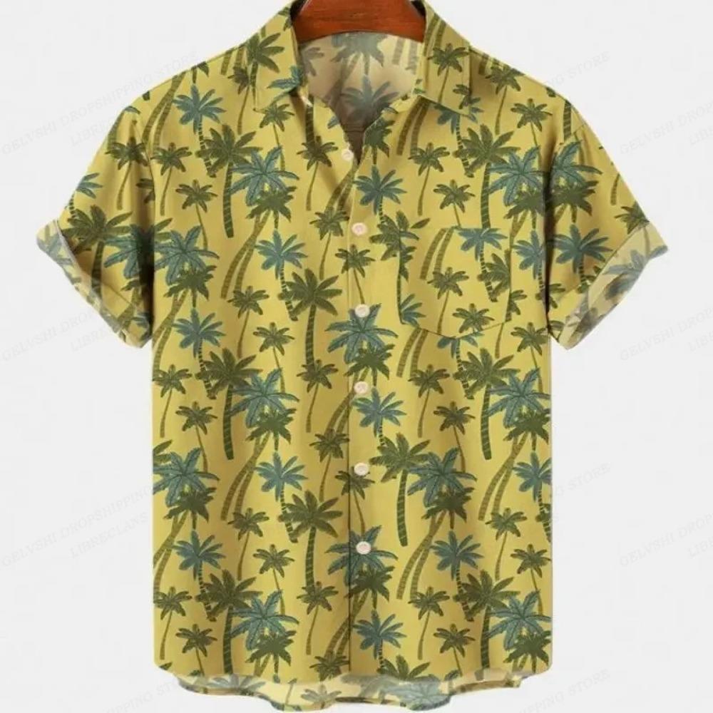 Рубашка Hawaii Summer Coconut с 3D-принтом на воротнике для мужчин, повседневная, модная, удобная, однобортная, пляжная одежда