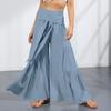Модные свободные плиссированные длинные брюки с эластичной резинкой на талии для женщин, элегантные однотонные мешковатые широкие брюки, повседневные брюки с ремешком, Pantaloni Donna 25921