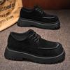 Повседневная замшевая обувь на шнуровке Мужские лоферы из велюра на толстой подошве Дизайнерский бренд Круглый носок Платформа Черный Коричневый Нескользящая обувь