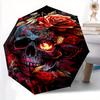 1pc Floral Skull Automatic Open/CloseUmbrella,Compact Umbrella for Men & Women Day Gift.W046