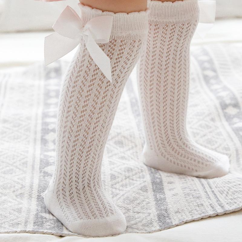 Baby Girl Socks Toddler Baby Bow Cotton Summer Mesh Baby Knee Socks Newborn Infant Non-slip Long Princess Baby Kids Thin Socks