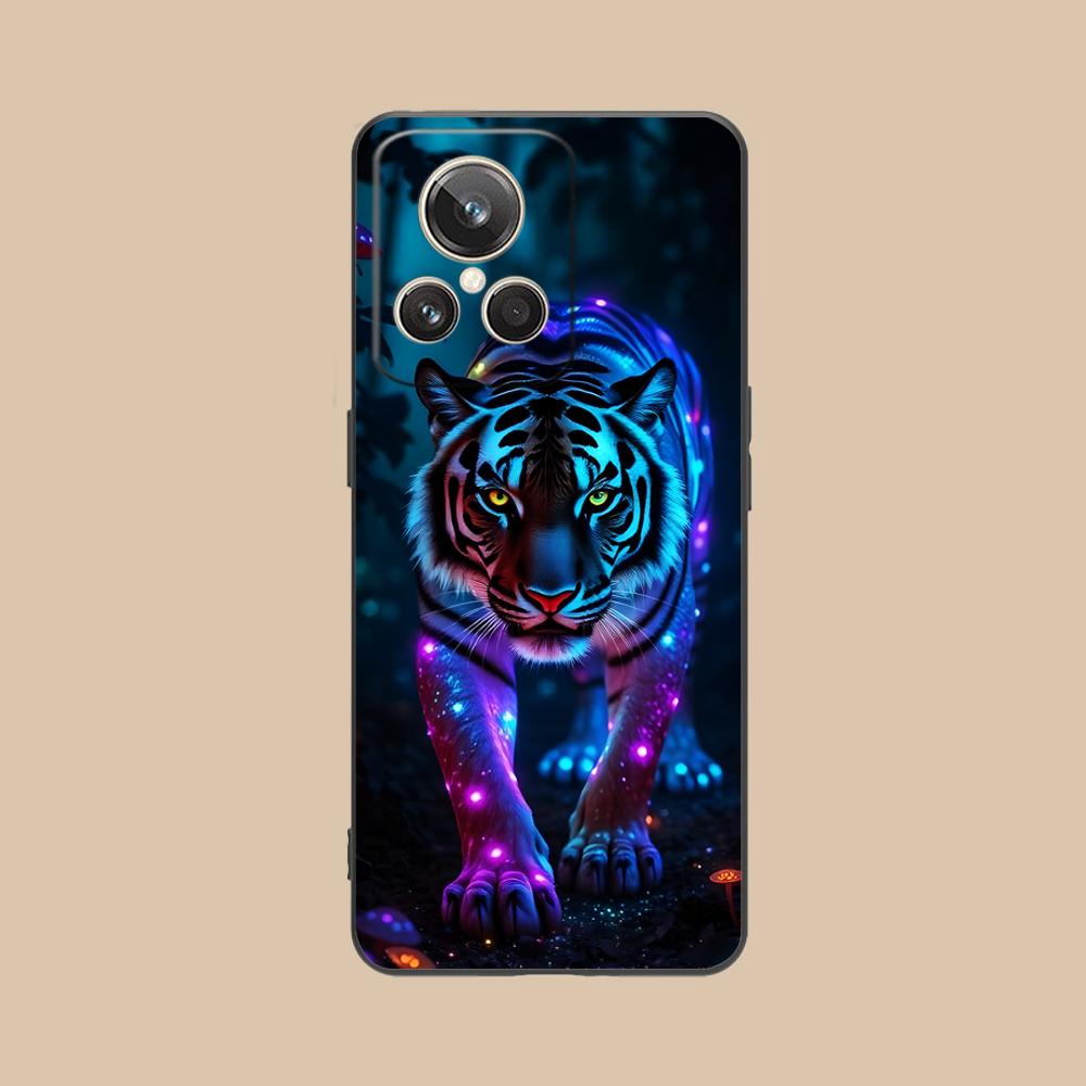 Неоновый чехол для мобильного телефона с тигром для Realme GT 8 Neo Pro C75 73 71 C67 65 C55 53 C35 31 C20 15 Цветная печать Чехол