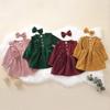 Toddler Baby Kids Girls Solid Ruffle Botton Dress Princess Dress +Hairband Sets