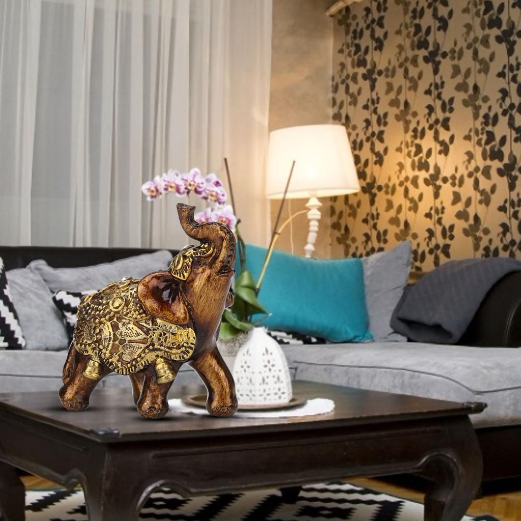 Украшение из смолы в форме слона, древесное зерно, европейский стиль, домашний шкаф для телевизора, украшение для творчества, золото S