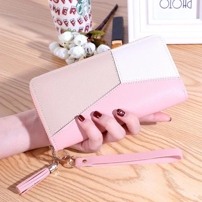 Fashion Zipper Long Wallets Womens Long Coin Money Purses Handbags Coin Purse Cards Holder PU Leather Wallet