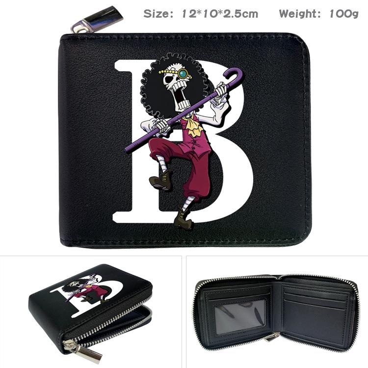 One Piece Anime Zip PU Wallet Luffy Print Short Coin Purse Card Holder