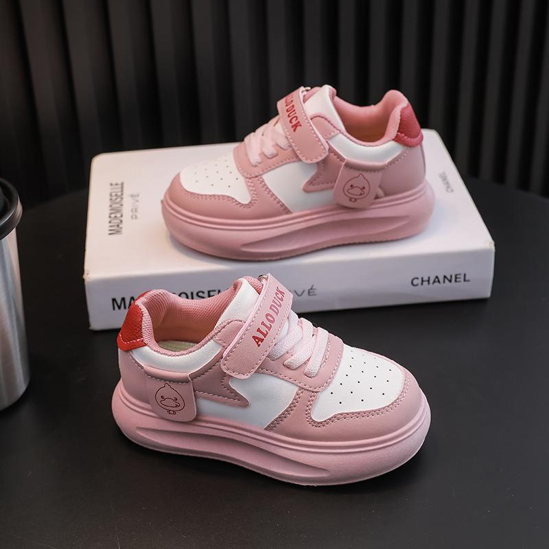 New autumn and winter sports shoes children's leather waterproof boys and girls velvet warm children running shoes tide
