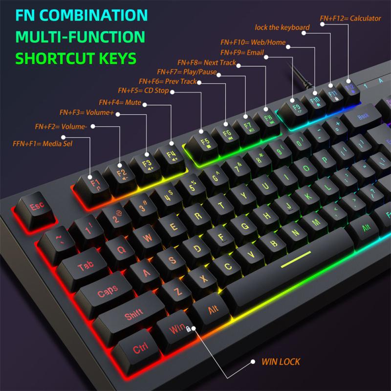 Wire Control Gaming Keyboard Y200 RGB Colorful Backlight 87-key Usb Keyboard For Laptop Desktop Pc