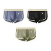 Men Boxer Underwear Mid-rise Elastic Waistband Color Shorts Ribbed Briefs U-convex Patchwork Panties Daily Wear
