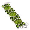 Moldavite Quartz, Peridot Gemstone 925 Sterling Silver Bracelet 7-8"