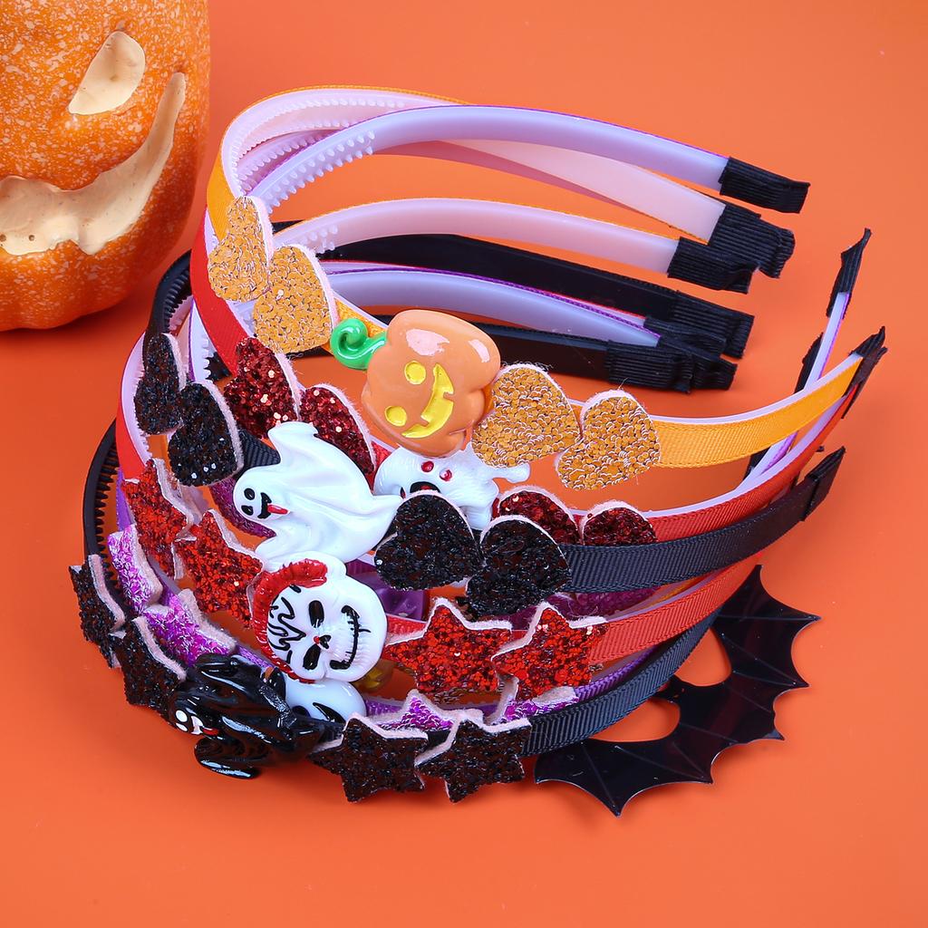 1/4pcs Halloween Day Headband for Girls Glitter Star Headbands Holiday Party Heart Pumpkin Hairbands Children Kids Headwear