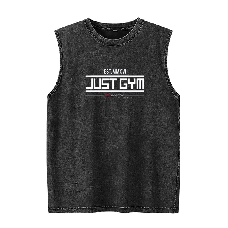 Men's Tank Top Motivational Gym Graphic T Shirts Summer Clothes Sleeveless Shirt Vintage Washed Vest Oversized