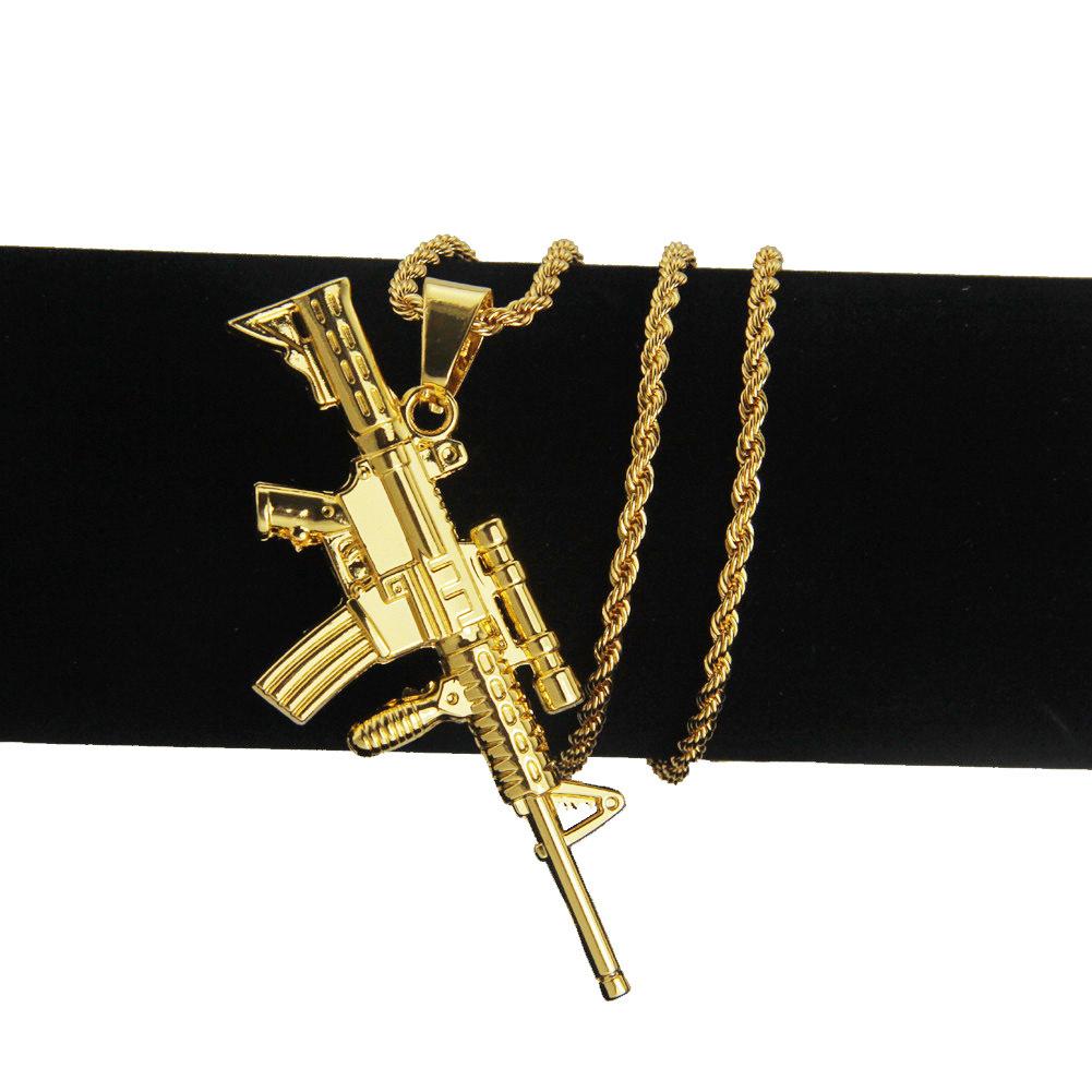 Ожерелье-пулемет в стиле хип-хоп, ожерелье-пулемет, европейская и американская мода, короткое ожерелье