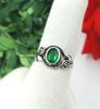Кольцо с удивительным зеленым топазом из стекла 925 пробы с серебром, 1 шт.