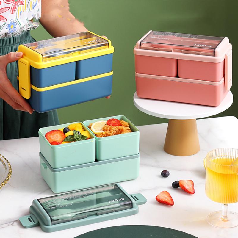 Bento Box Ланч-бокс Штабелируемые коробки Bento на 49 унций для взрослых Контейнеры для обеда Герметичная коробка Bento для взрослых со съемным отделением
