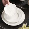 Nordic Embossed Plate Flower-shaped Ceramic Plate Household Shallow Dining Table Utensils Ceramic Cake Tray Dessert Tray