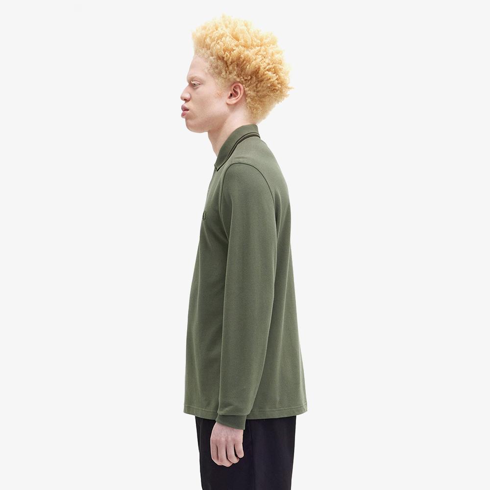 Fred Perry [M3636] Рубашка Fred Perry с длинным рукавом и двойной полосой - Лавровый зеленый/Ночной зеленый Afpm2433636-W49