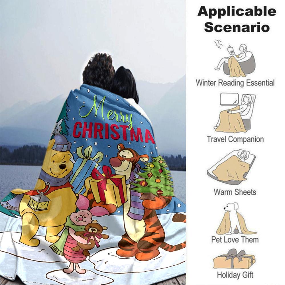 Christmas Winnie Pooh Friends Blanket Soft Throw Blanket For Home Bedroom Bed Sofa Travel Office Solid Christmas Blanket
