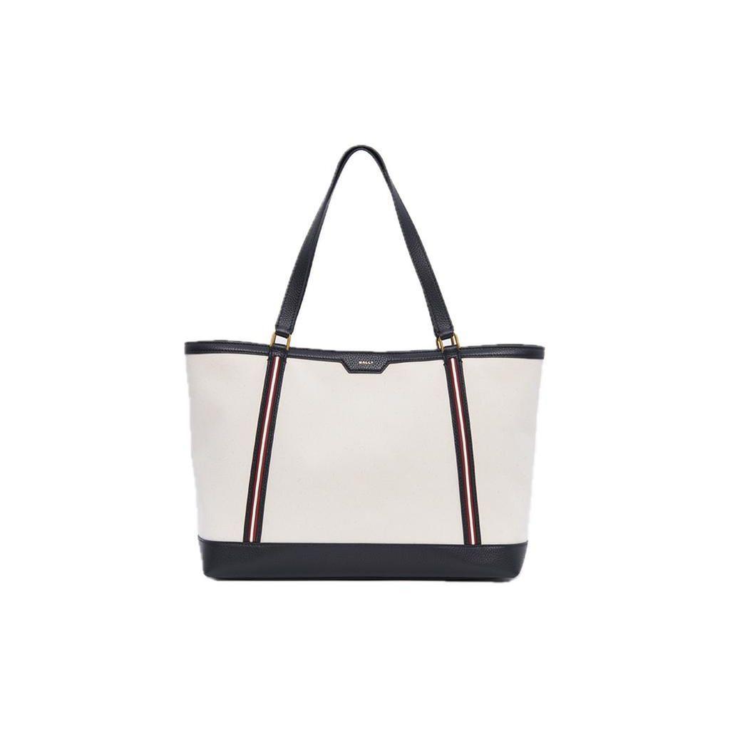 Bally Logo Patch Snap Closure Fabric And Leather Tote Bag Women Tote Bags Natural Black 6306547