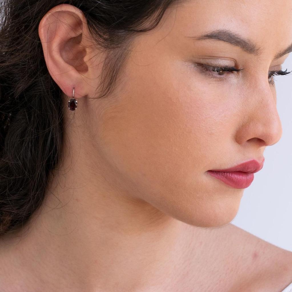 14-каратное белое золото, натуральный гранат, серьги с красным гранатом, серьги-бриолеты, январский Birthsonte, ювелирные изделия с гранатом, висячие серьги, изящные серьги