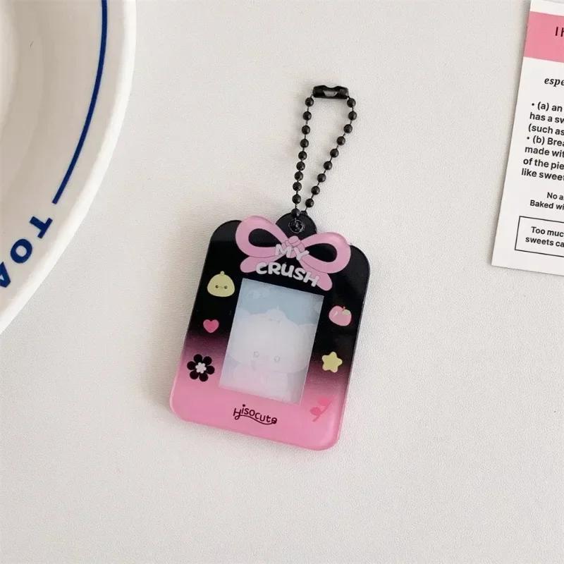 1 Inch Kawaii Cartoon Kpop Photocard Holder Sweet Animal Dessert Student Photocard Cover Case with Lanyard Student Supplies