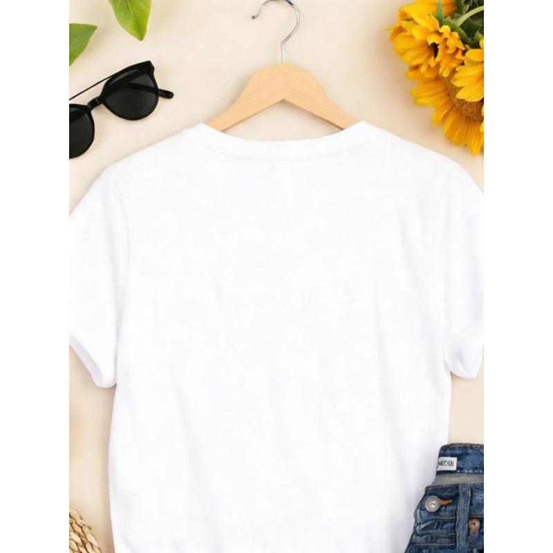 Women's Casual Print Crew Neck T-Shirt Duck Hearts Coffee Cityscape Vibes Vibe Check Casual Daily Wear, Gift Idea for Him/Her,
