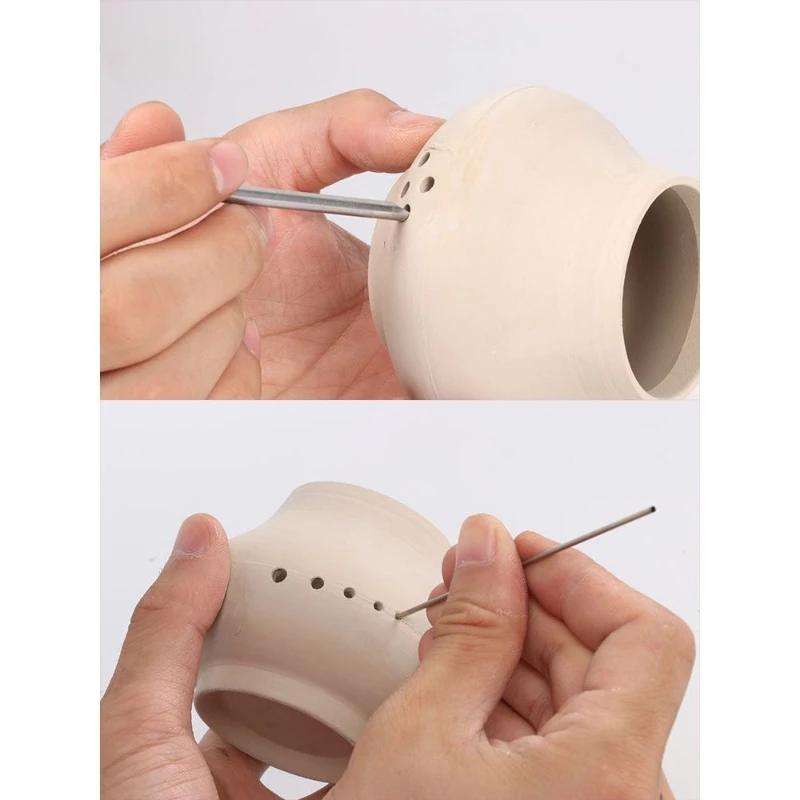 6 Pieces/set of Stainless Steel Hole Puncher Carving Sculpture Modeling Pottery Cutting and Punching Ceramic Polymer Clay Tools
