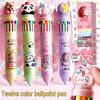 Multicolor Cartoon Ballpoint Gel Pen for Students - All-in-One Note-Taking & Marking Tool
